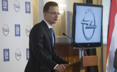 Szijjártó Péter: Az Opel magyarországi beruházása 500 új munkahelyet teremt